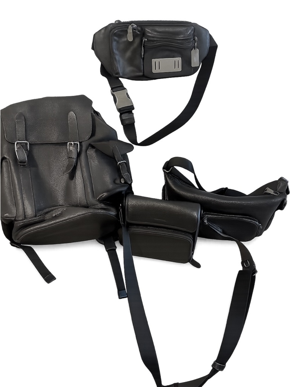Black Men's Leather Crossbody & Sling Bag Set